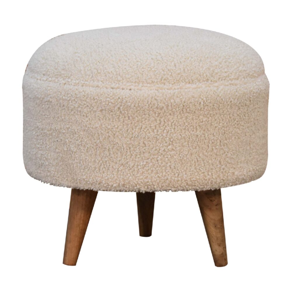 IN3436 - Boucle Cream Rounded Footstool for reselling