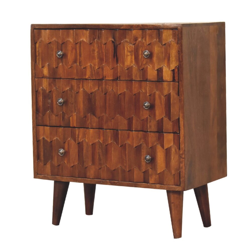 IN3440 - Chestnut Pineapple Carved Chest dropshipping