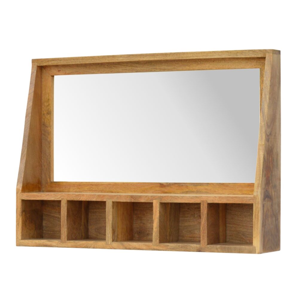 wholesale IN341 - Solid Wood 5 Slot Wall Mounted Unit with Mirror for resale