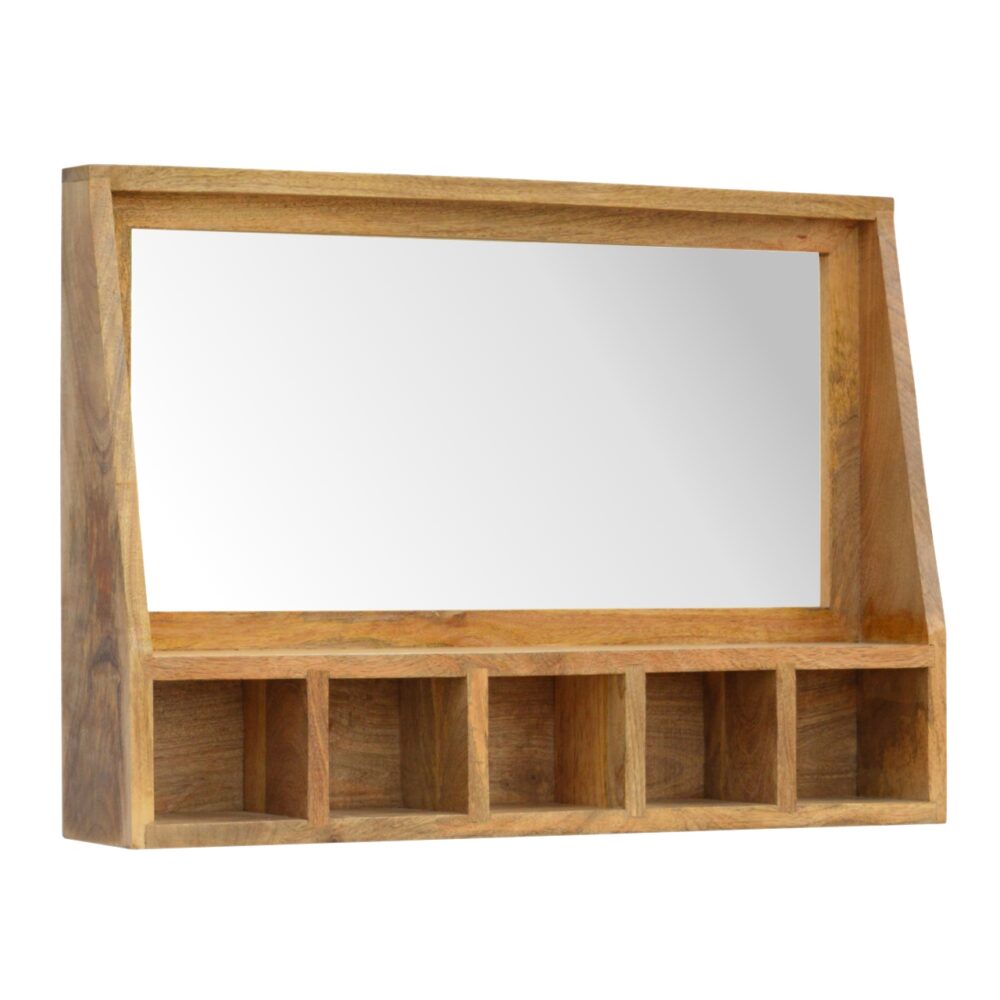 IN341 - Solid Wood 5 Slot Wall Mounted Unit with Mirror dropshipping