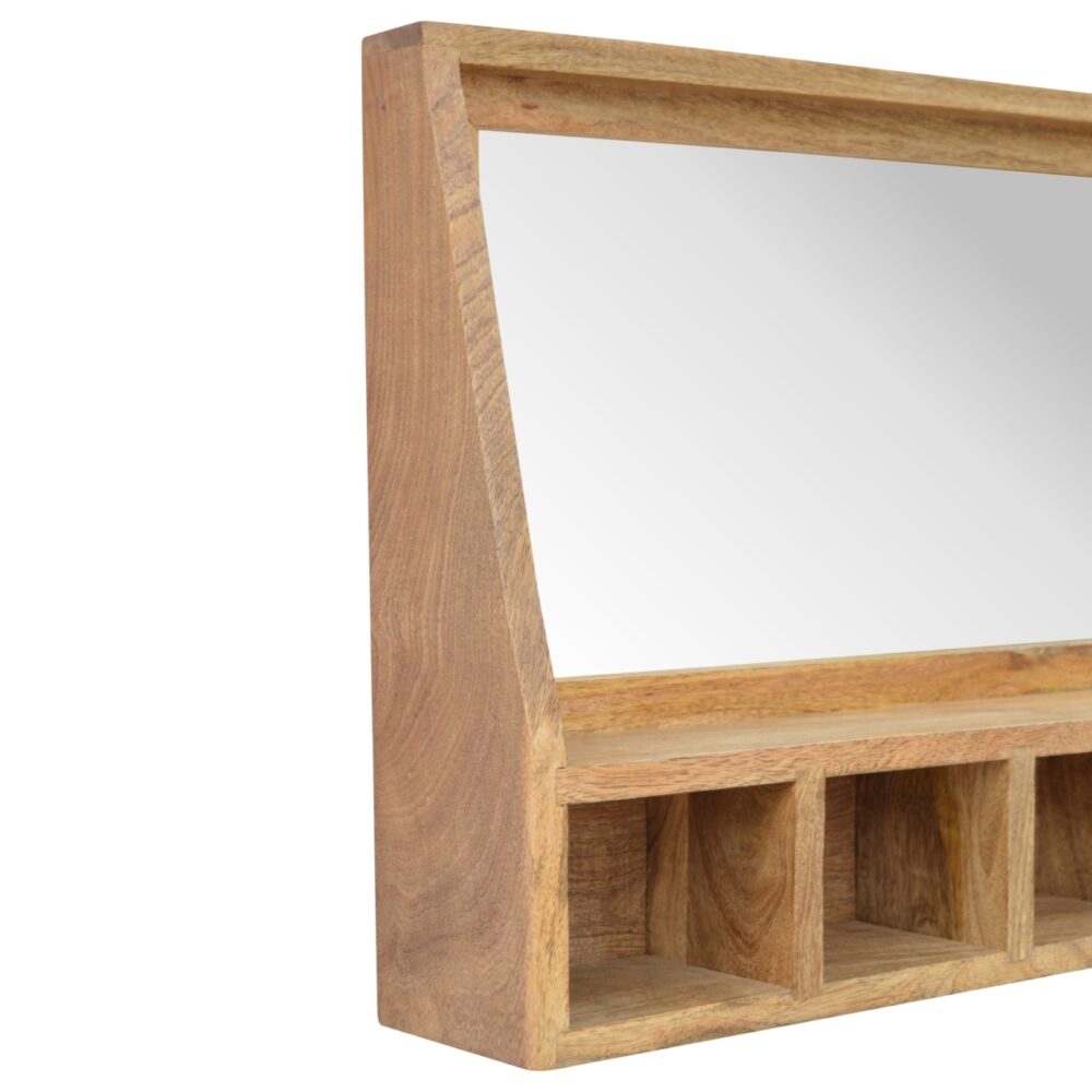 IN341 - Solid Wood 5 Slot Wall Mounted Unit with Mirror for reselling