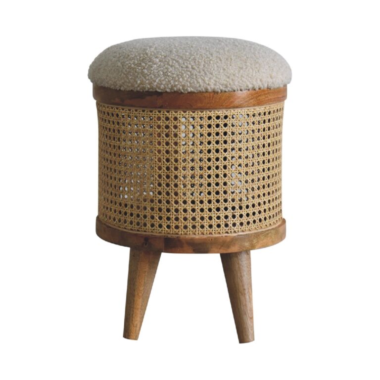 Cream Boucle Larissa Footstool for resale