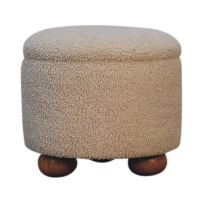 Cream Boucle Storage Footstool for resale