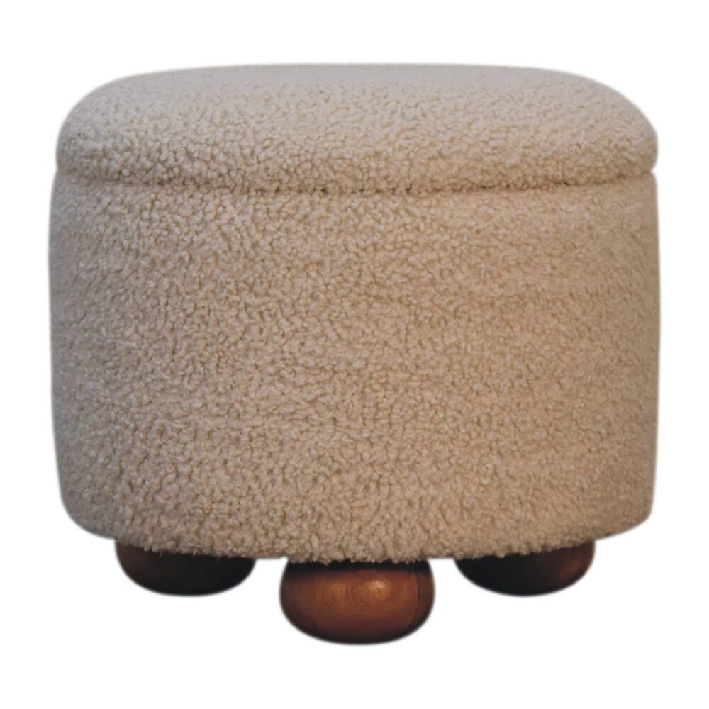 wholesale Cream Boucle Storage Footstool for resale