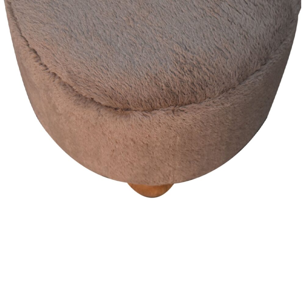 wholesale Mocha Faux Fur Round Footstool with Ball Feet for resale