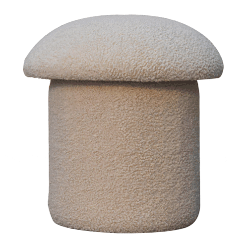 Cream Boucle Mushroom Footstool for reselling