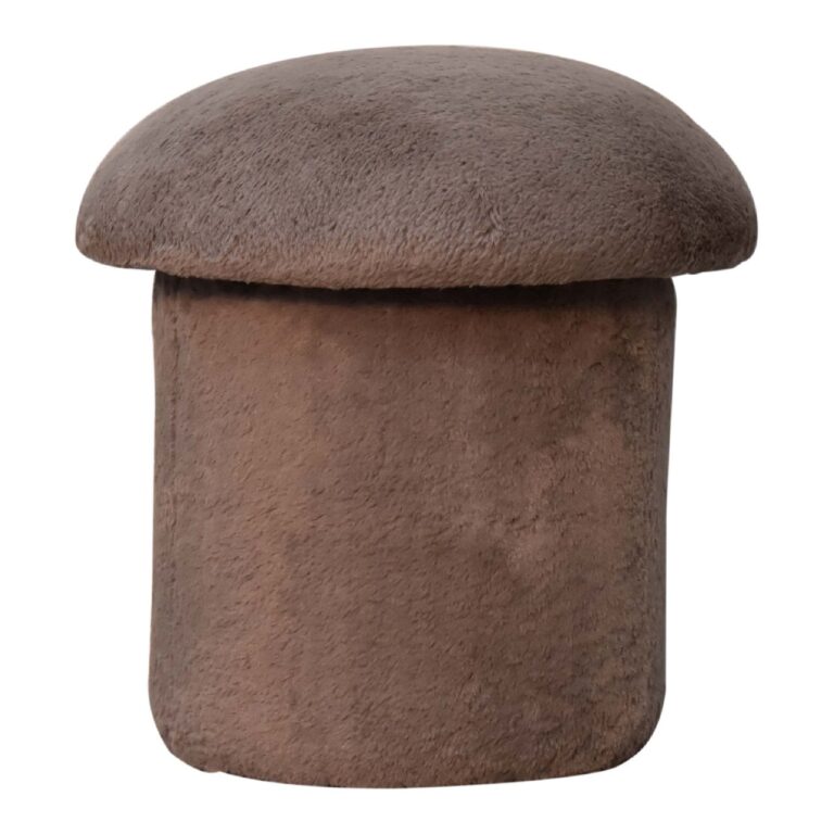 Mocha Faux Fur Mushroom Footstool for resale