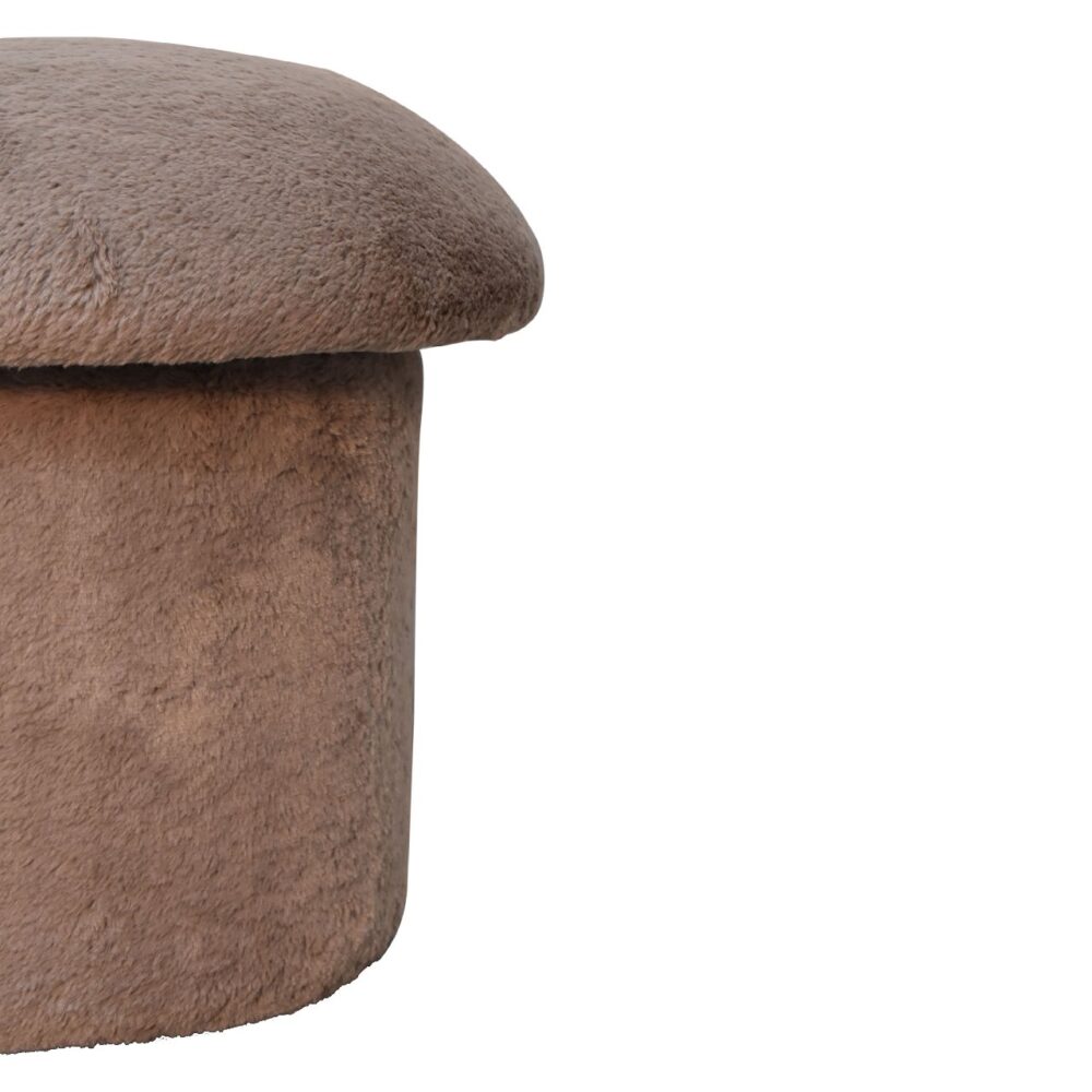 Mocha Faux Fur Mushroom Footstool for resell