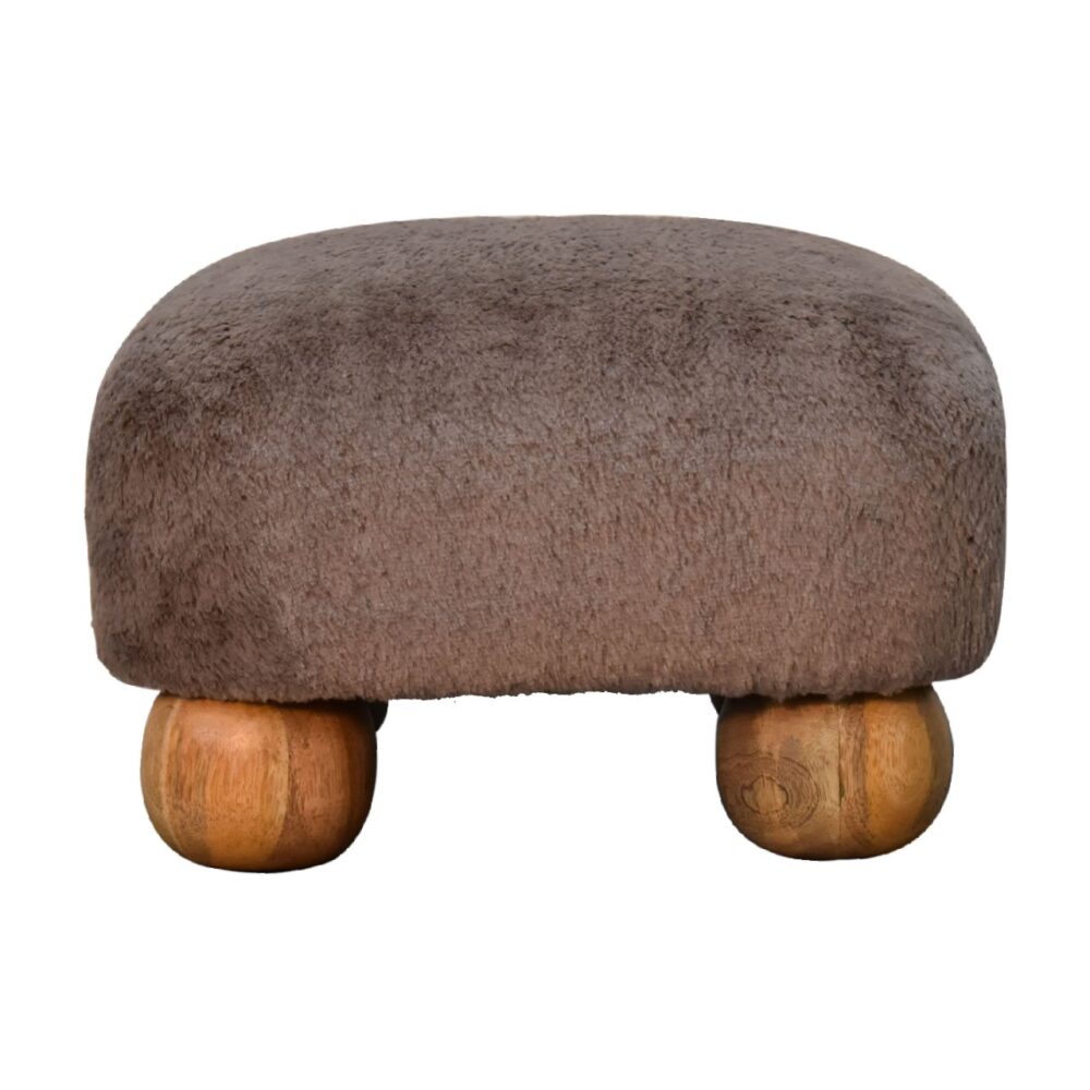 Mocha Faux Fur Nordic Footstool wholesalers