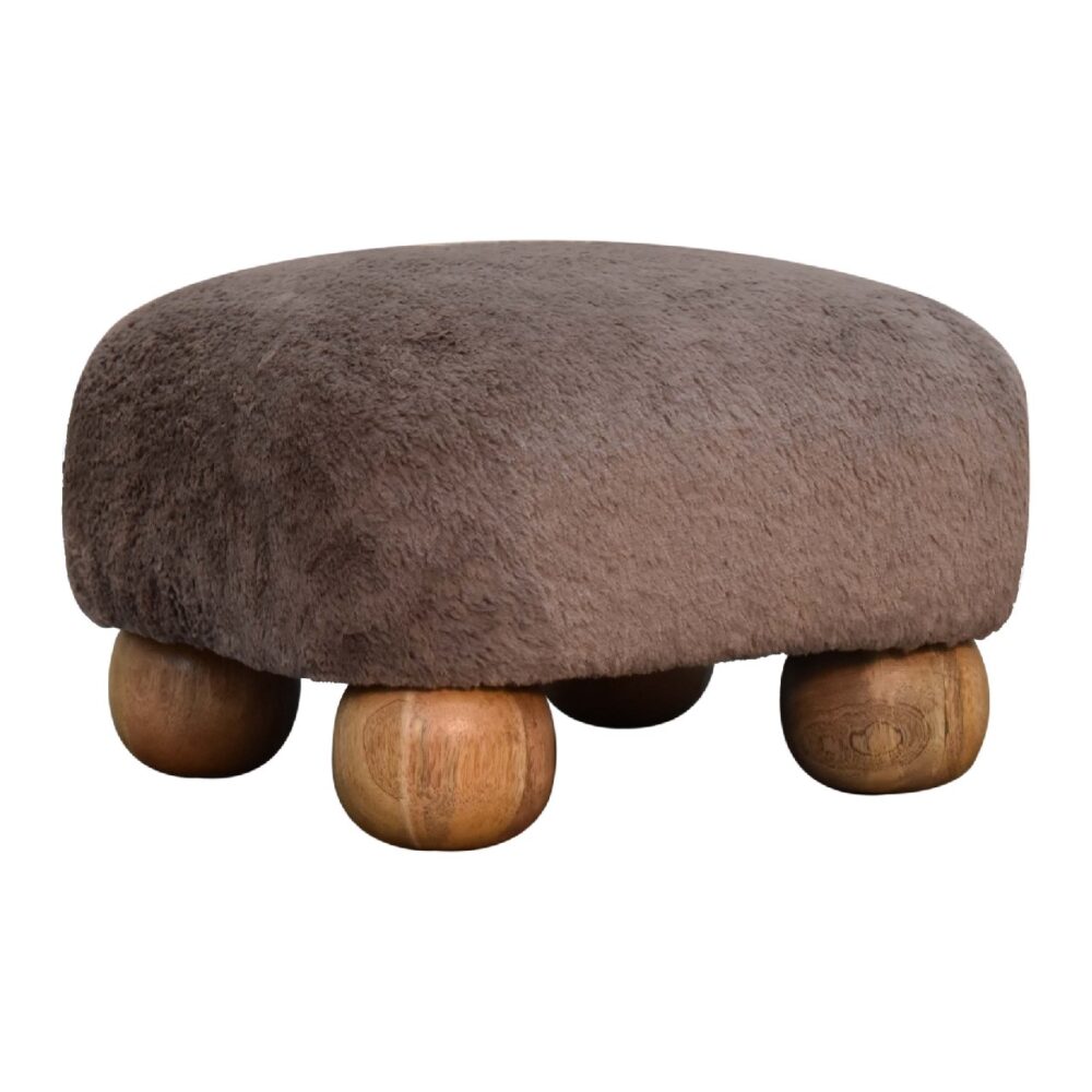 wholesale Mocha Faux Fur Nordic Footstool for resale