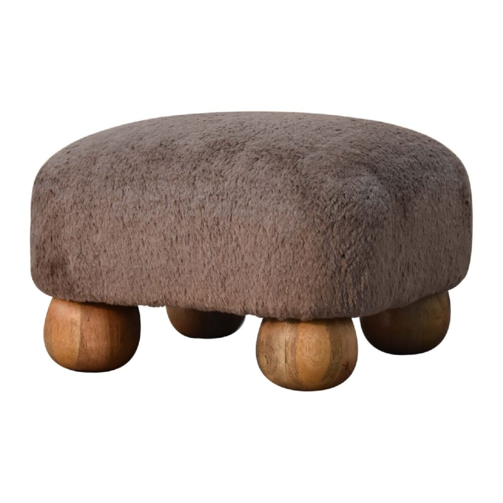 Mocha Faux Fur Nordic Footstool dropshipping