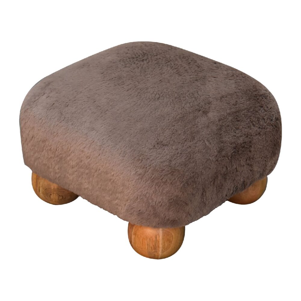 Mocha Faux Fur Nordic Footstool for reselling