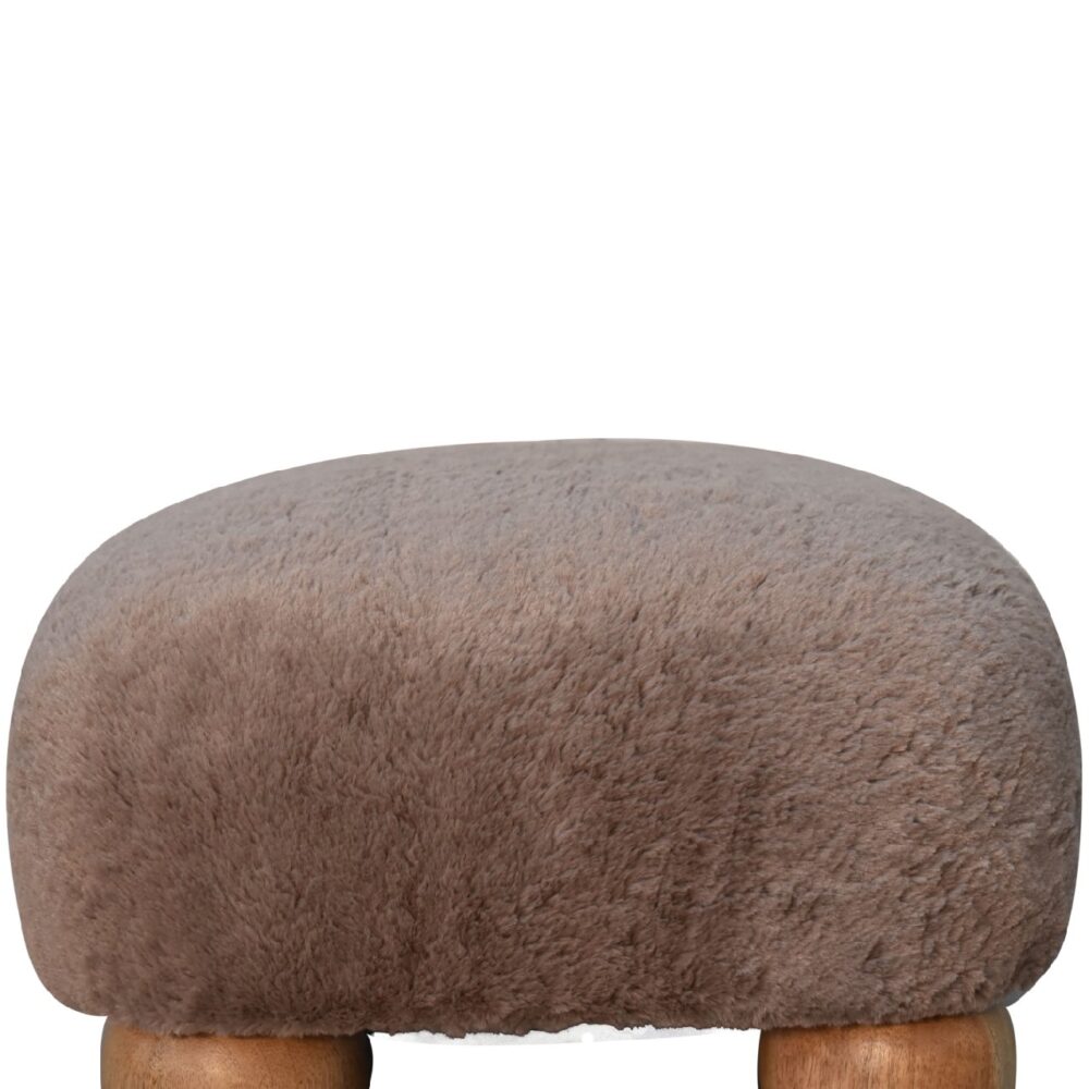 Mocha Faux Fur Nordic Footstool for wholesale