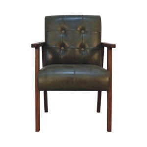 Olive Buffalo Leather Chair for resale