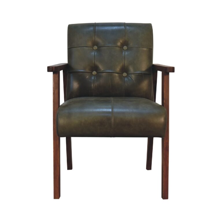 Olive Buffalo Leather Chair for resale