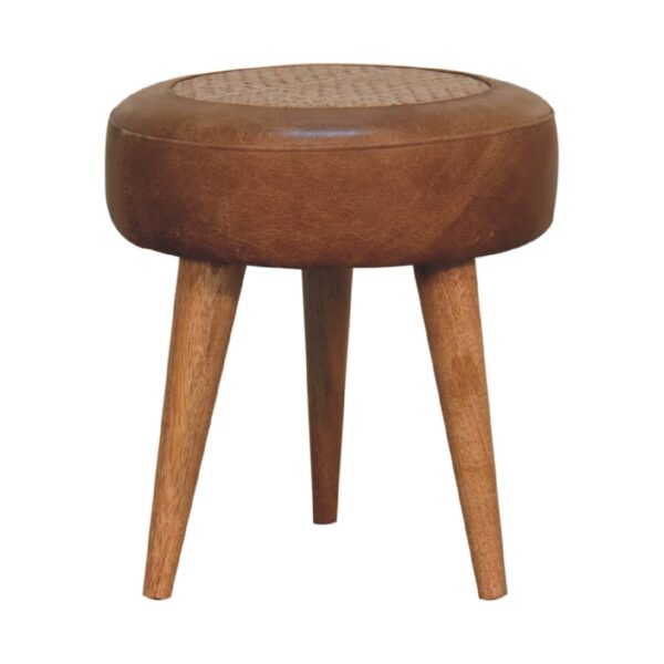 Seagrass Buffalo Hide Round Nordic Footstool for resale