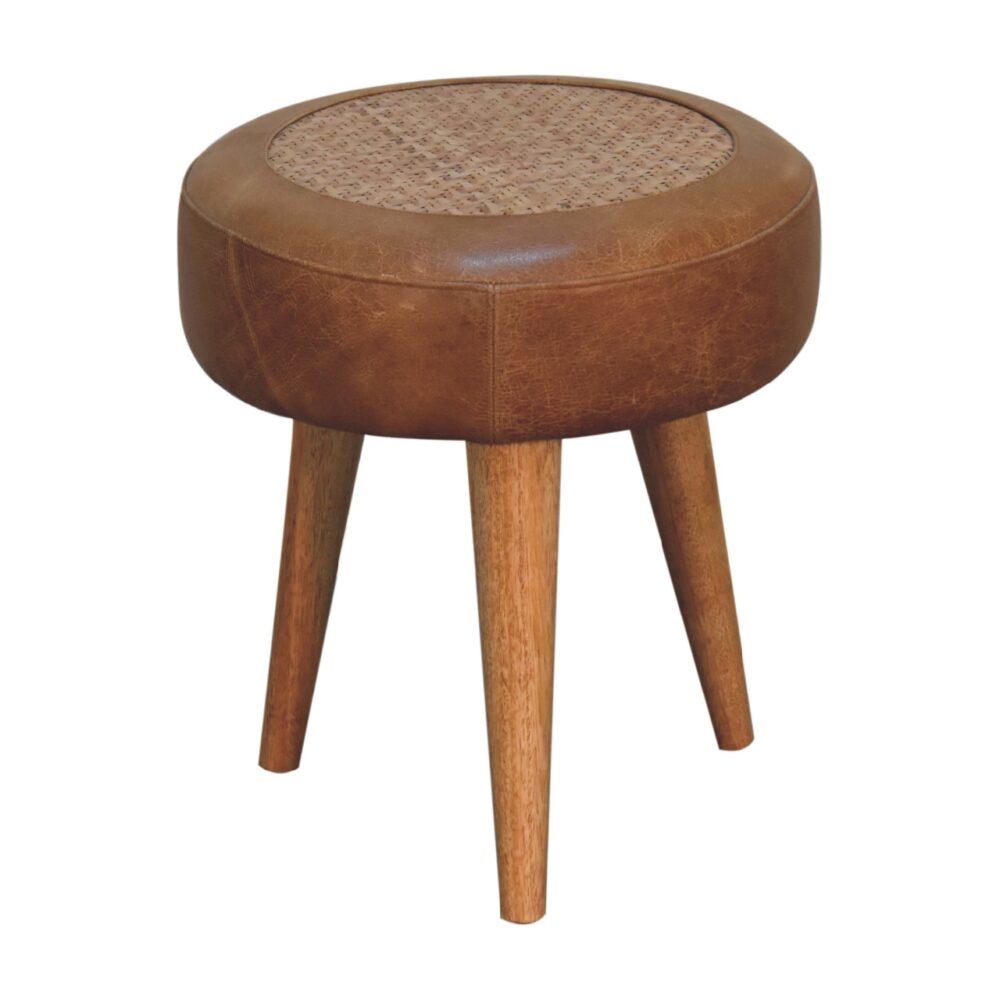 Seagrass Buffalo Hide Round Nordic Footstool wholesalers