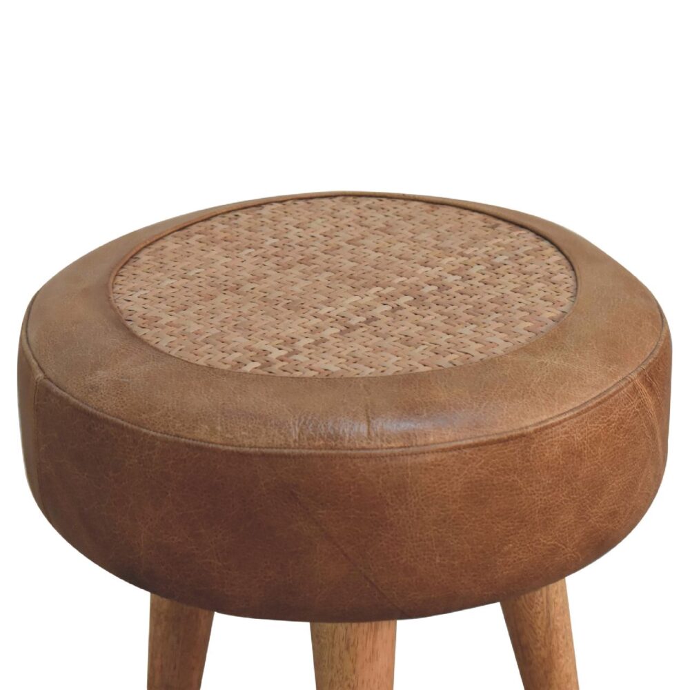 wholesale Seagrass Buffalo Hide Round Nordic Footstool for resale