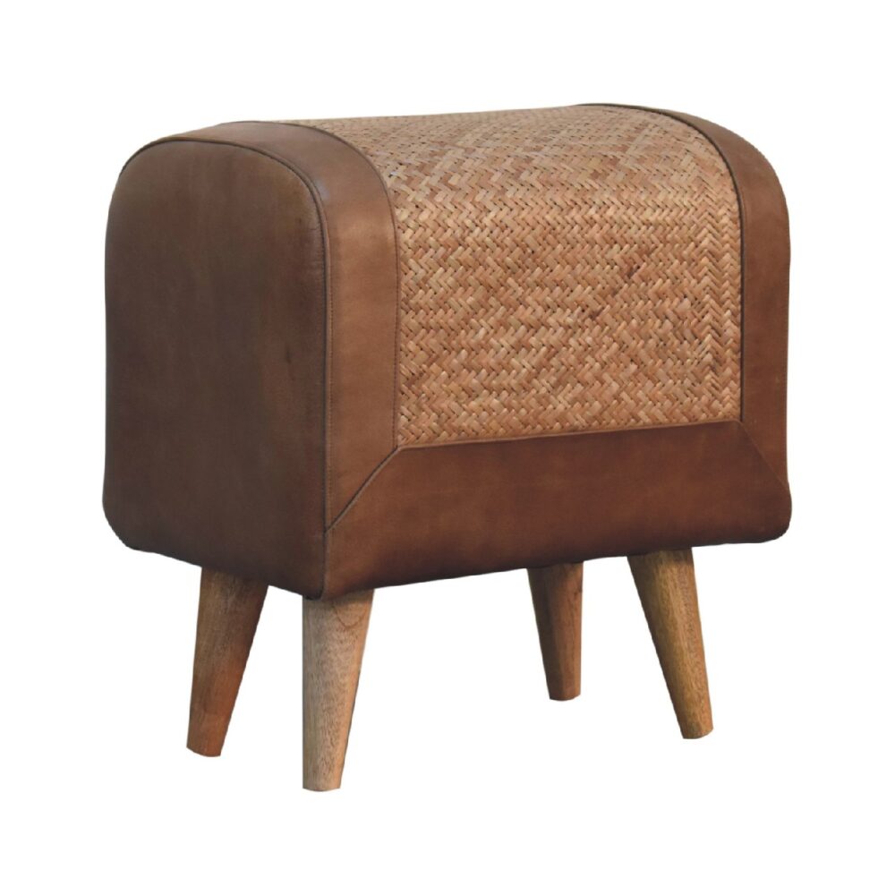 wholesale Seagrass Buffalo Hide Square Nordic Footstool for resale