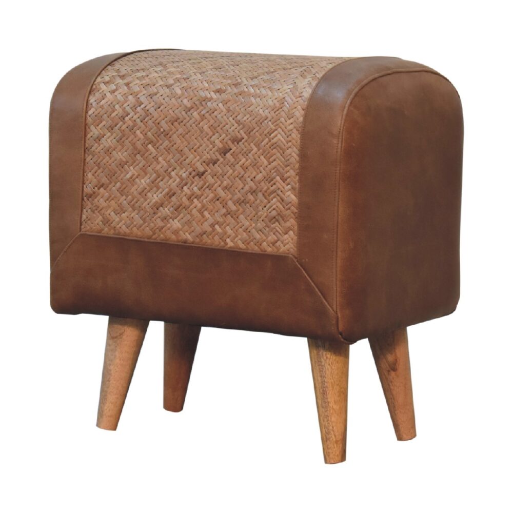 Seagrass Buffalo Hide Square Nordic Footstool dropshipping
