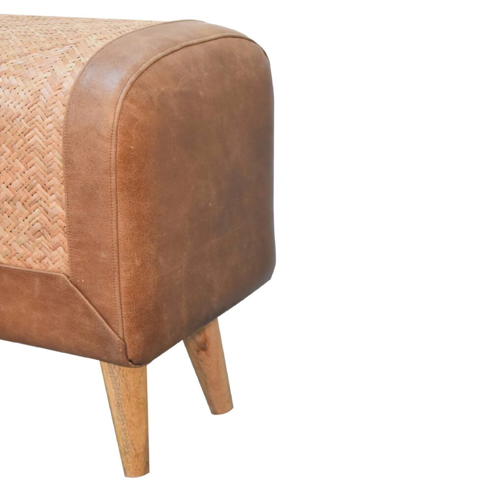 Seagrass Buffalo Hide Square Nordic Footstool for wholesale