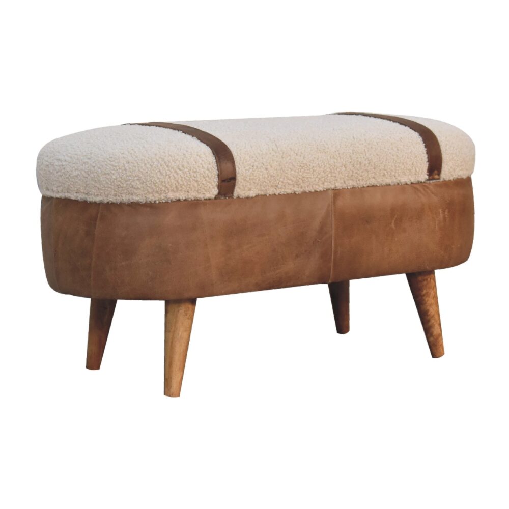 wholesale Tan Bufallo Leather Boucle Nordic Bench for resale