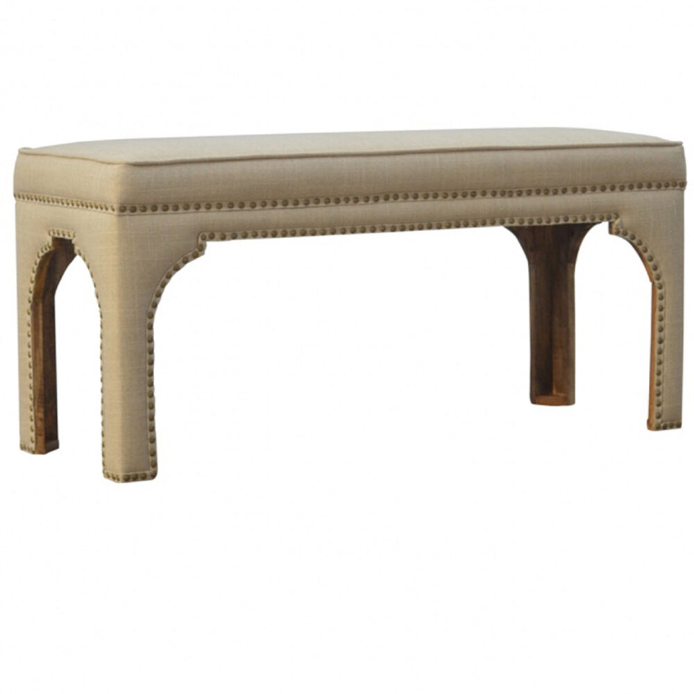 wholesale Mango Wood  Occasional Bench Upholstered in Mud Linen for resale