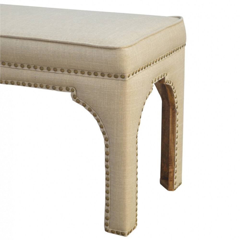 wholesale Mango Wood  Occasional Bench Upholstered in Mud Linen for resale