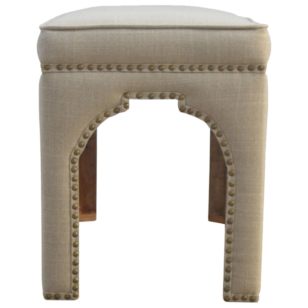 Mango Wood  Occasional Bench Upholstered in Mud Linen for wholesale