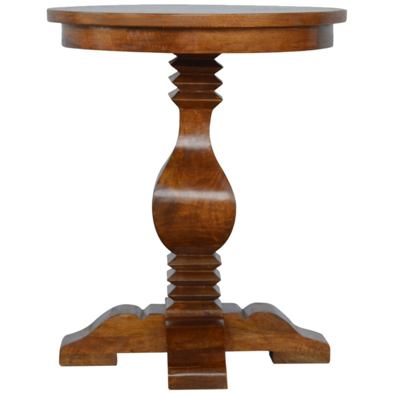 Mango Wood Round Pedestal Occasional Tea Table for resale