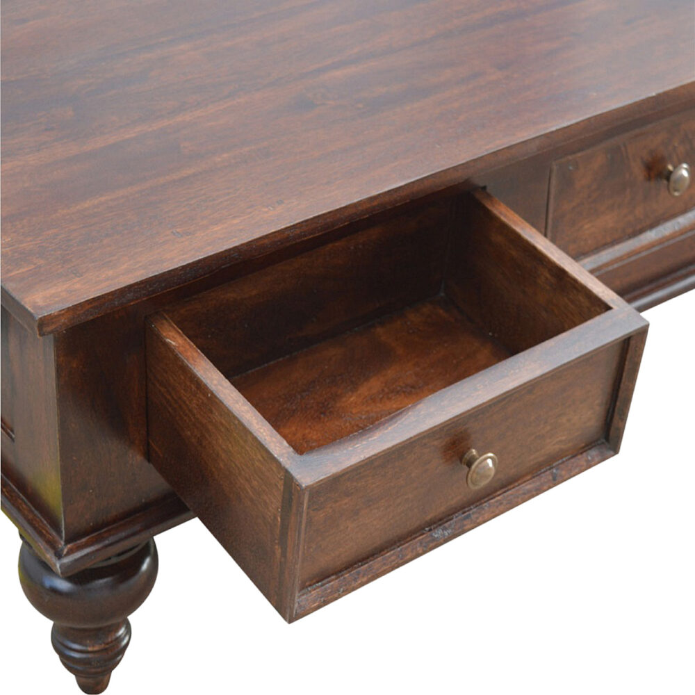 wholesale Mango Wood 4 Drawer Coffee Table with Turned Feet for resale