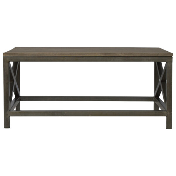 Industrial Coffee Table with Criss Cross Metal Design for resale