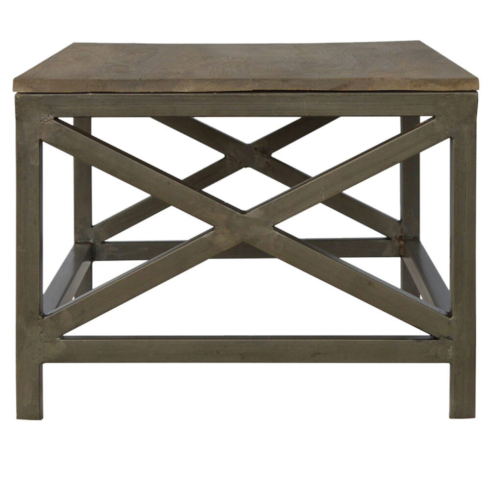 Industrial Coffee Table with Criss Cross Metal Design for wholesale