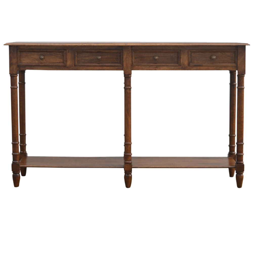 Mango Wood 4 Drawer Hallway Console Table with Turned Feet for resale