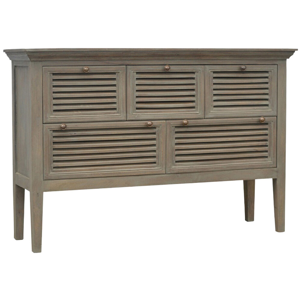 Grey Wash Buffet with 5 Shutter Front Drawers wholesalers