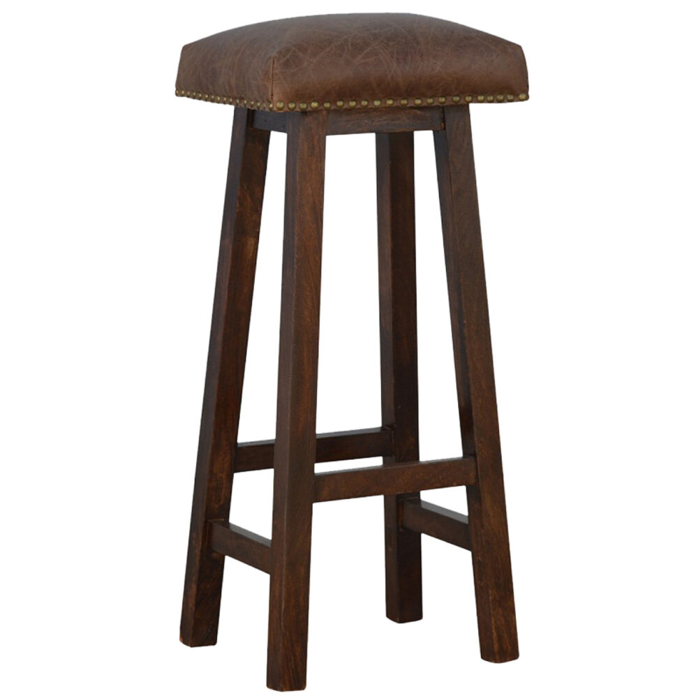 Buffalo Leather Bar Stool with Brass Studs wholesalers