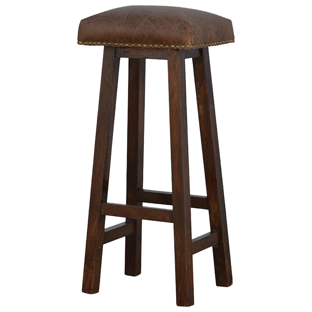 wholesale Buffalo Leather Bar Stool with Brass Studs for resale