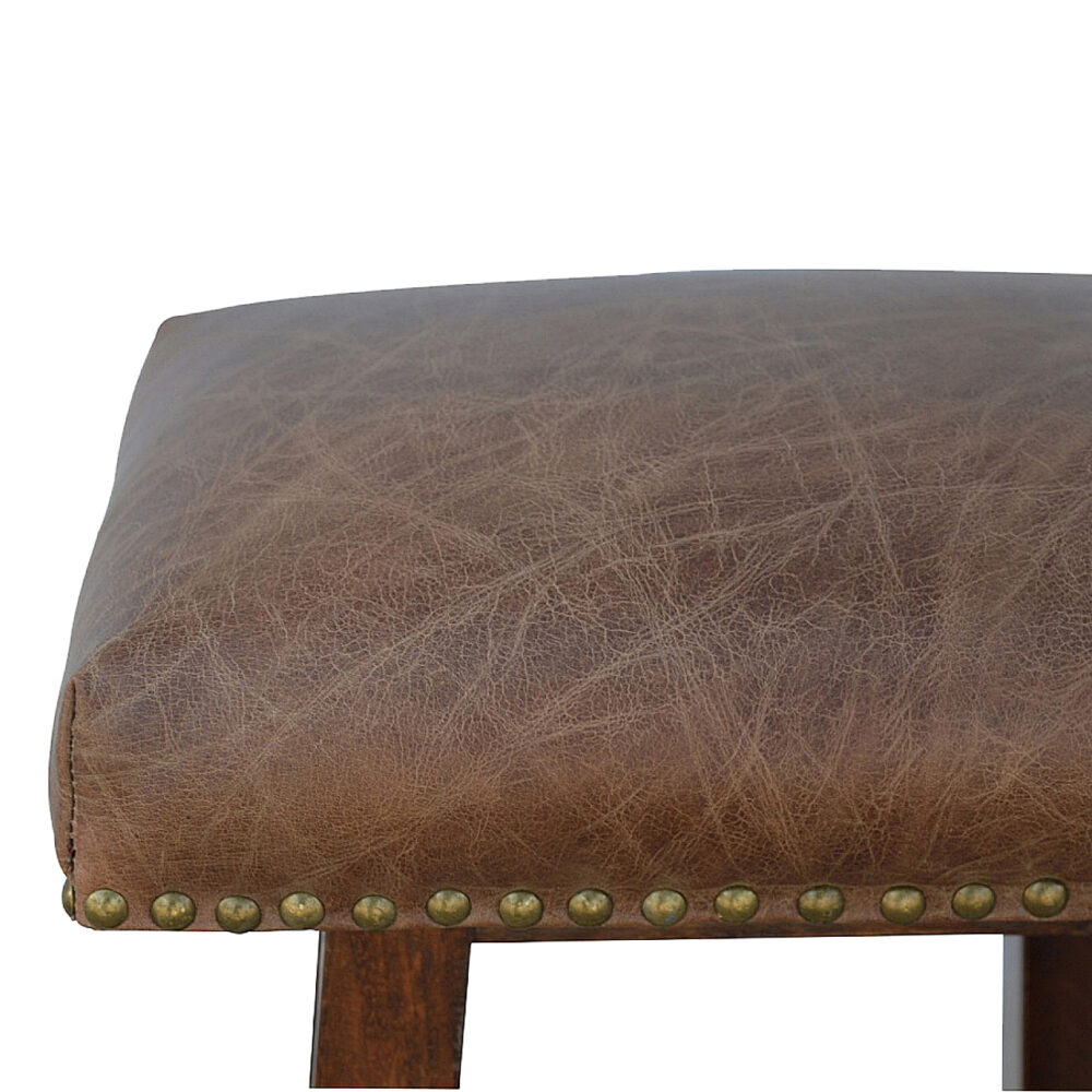 Buffalo Leather Bar Stool with Brass Studs dropshipping