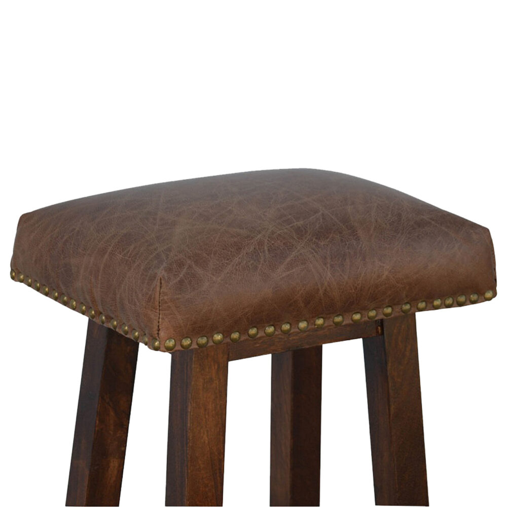 Buffalo Leather Bar Stool with Brass Studs for resell