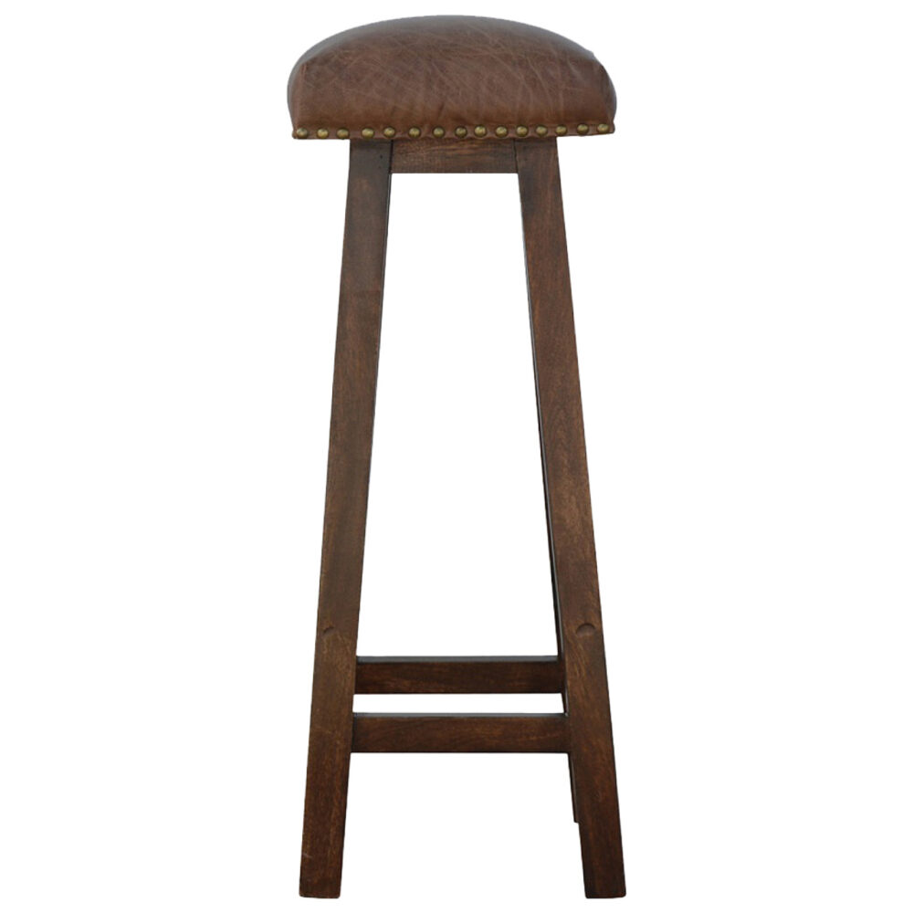 Buffalo Leather Bar Stool with Brass Studs for wholesale