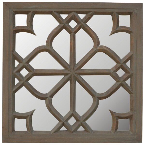 Solid Mango Wood Floral Pattern Mirror for resale