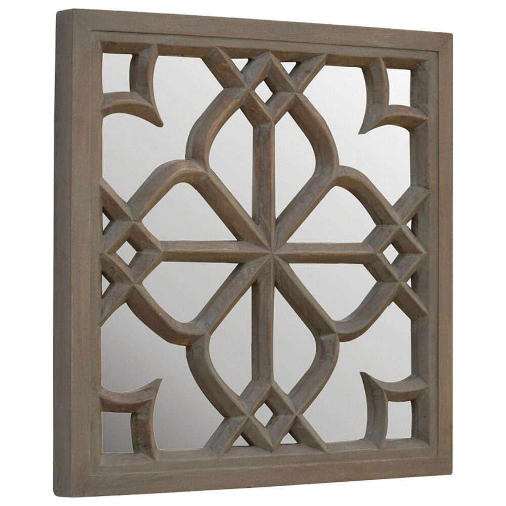 wholesale Solid Mango Wood Floral Pattern Mirror for resale