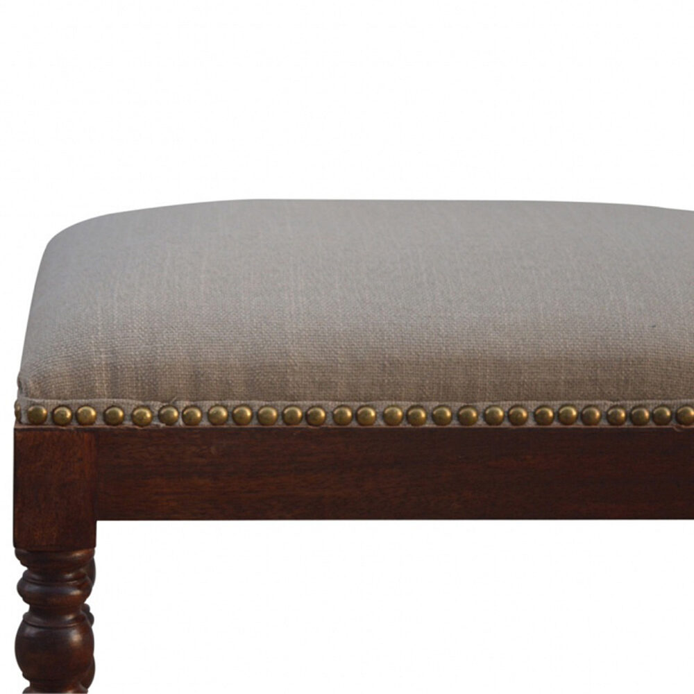 wholesale Mango Wood Occasional Footstool Upholstored in White Linen for resale