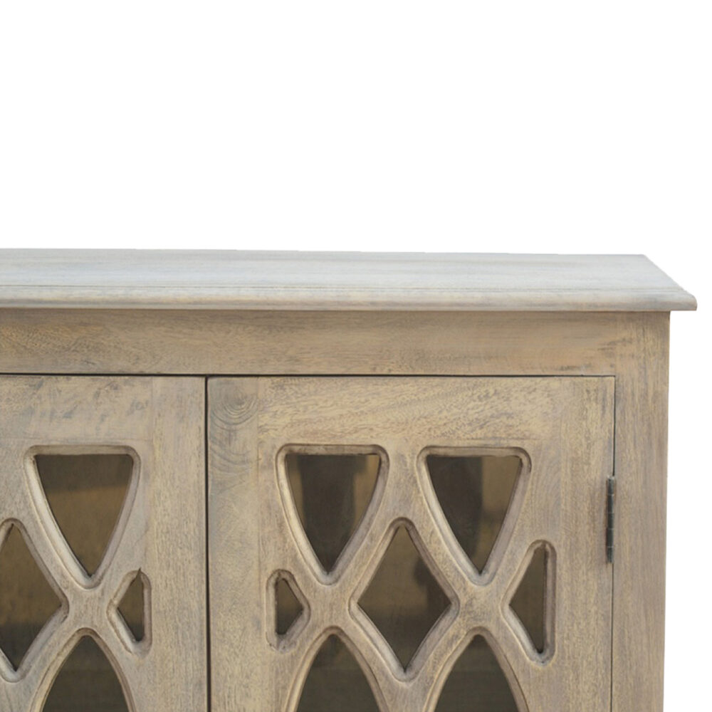 Stone Acid Wash Sideboard with 2 Hand Carved Glazed Doors dropshipping