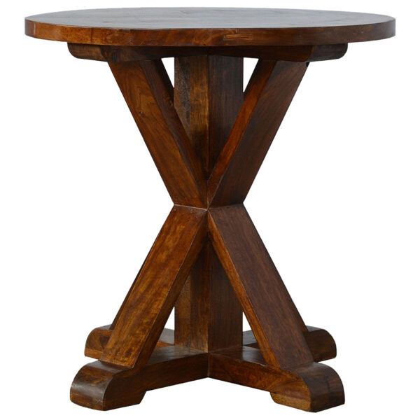 Chestnut Round Solid Wood Table With Tristle Base for resale