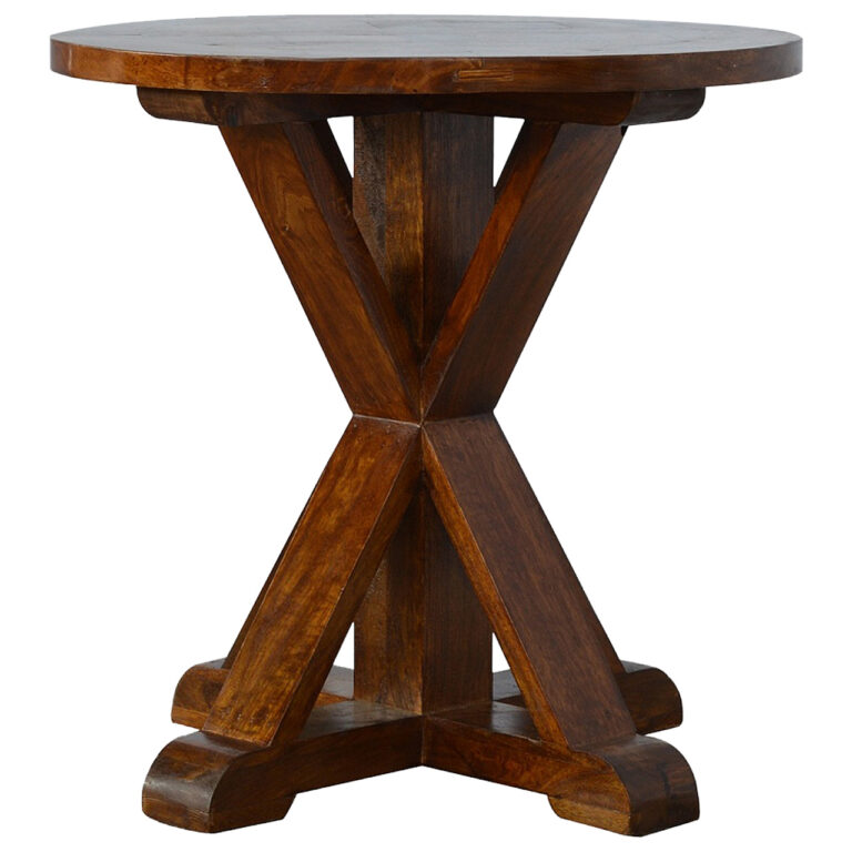 Chestnut Round Solid Wood Table With Tristle Base for resale