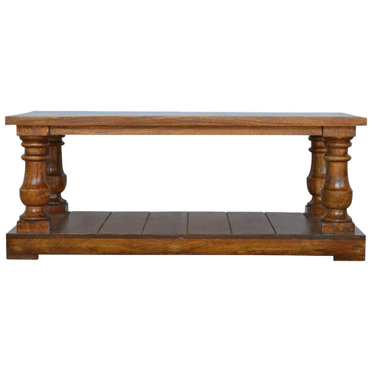 Square Solid Wood Turned Leg Country Coffee Table for resale