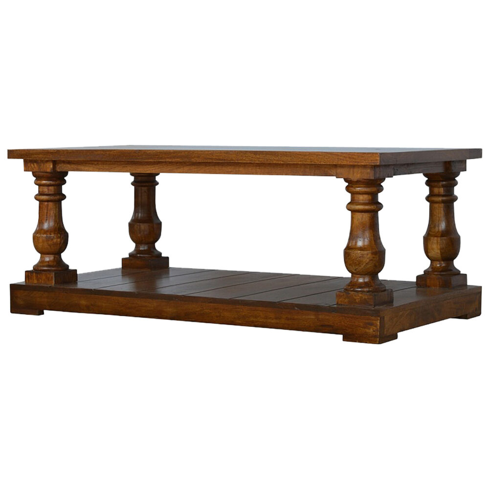 Square Solid Wood Turned Leg Country Coffee Table wholesalers