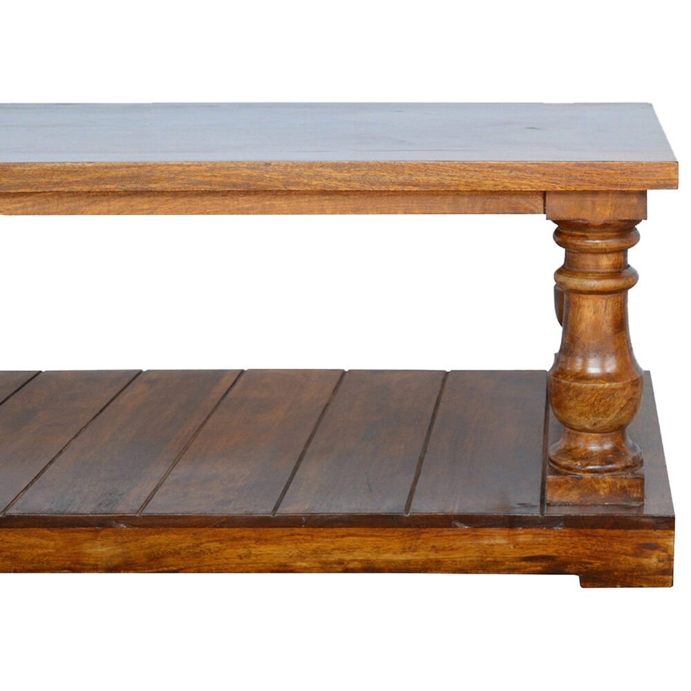 Square Solid Wood Turned Leg Country Coffee Table dropshipping