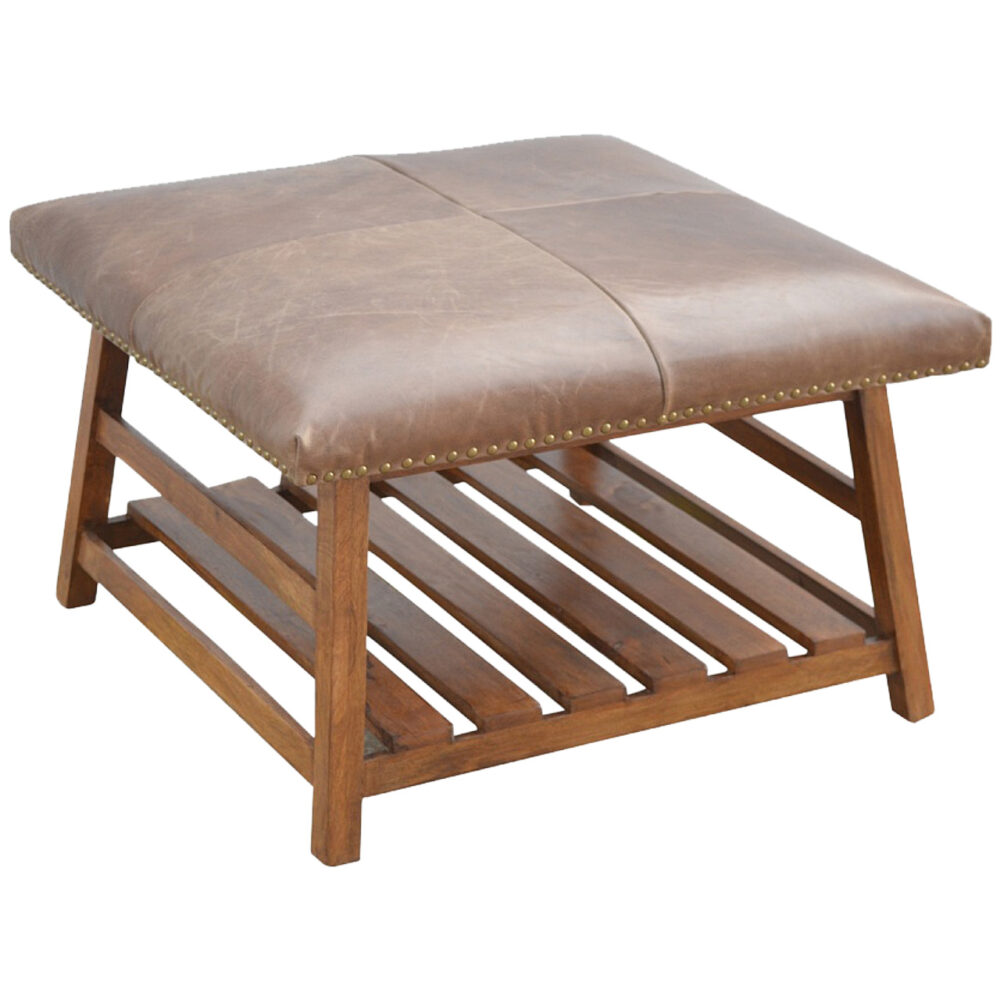 Buffalo Hide Square Foot Stool dropshipping